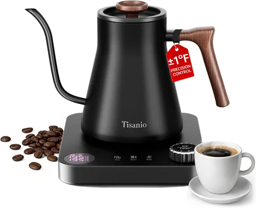 Vista 9 de Hervidor eléctrico de cuello de cisne para verter sobre café, control de precisión de ±1 °F, calefacción inteligente de dos etapas, 2 horas