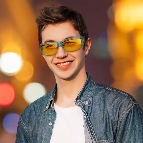 Vista 5 de URUMQI Gafas de conducción de visión nocturna para hombres y mujeres, lentes polarizados antirreflejos, lentes de alta definición amarillas