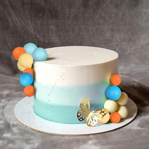 Vista 6 de Decoración para pastel de bolas, bolas amarillas, azules, naranjas, decoración para tartas para suministros de cumpleaños boho (estilo 1)