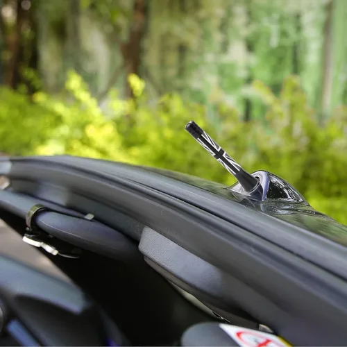 Vista 7 de x xotic tech Antena corta para automóvil con bandera de Union Jack compatible con Mini Cooper todos los modelos de 3 pulgadas (negro/gris)