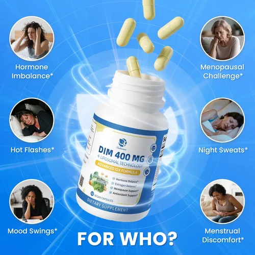 Vista 6 de Lukaree DIM Suplemento 400 mg para mujeres – 12 en 1 cápsulas liposomales diminutas – con cohosh negro, isoflavonas de soja y ácido alfa lipoico