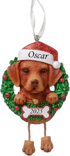 Vista 15 de Adorno personalizado para 2025, raza pura de perro Beagle, adorno para árbol de Navidad, decoración profesional personalizada, regalo para cachorro