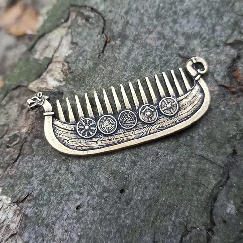 Vista 4 de Peine de metal para barba Viking Drakkar Custom bigote cuidado y belleza