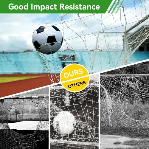 Vista 4 de Red de fútbol de 8 x 6 pulgadas, red de fútbol de repuesto para portería de fútbol, barrera de práctica deportiva de alto impacto para adultos