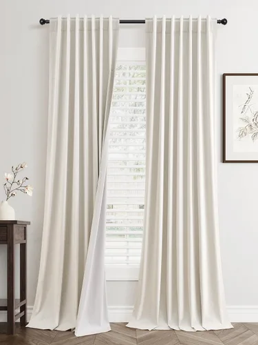 Vista 37 de Jowels - Cortinas opacas con pestaña trasera color beige cálido de 84 pulgadas de largo, 2 paneles para sala de estar y dormitorio, color beige