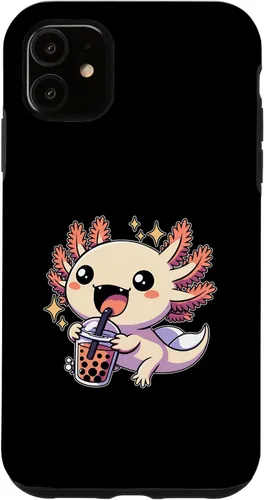 Vista 8 de Funda de té de burbujas japonesa para iPhone 11 Pro Max Kawaii axolotl Boba
