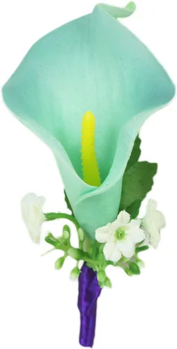 Vista 4 de Boda Floral Lirios de Alcala Púrpura con Cristales Bayas Bling (2 Calla Lilies boutenieres)