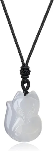 Vista 8 de COAI Collar con dije de zorro de piedra para hombre y mujer