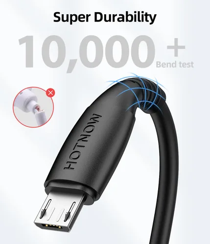 Vista 5 de Cable micro USB de 0.5 pies y 6 pulgadas, [3 unidades, 0.5 pies] cargador Android duradero cable corto cable de carga rápida para Samsung Galaxy S7