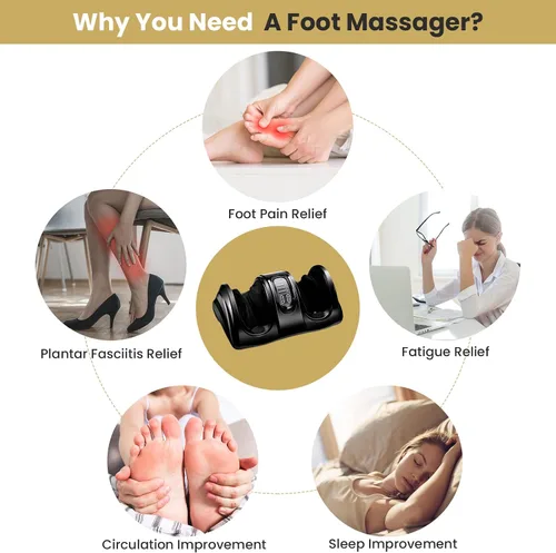 Vista 6 de WELLHUT Máquina masajeadora de pies Shiatsu, masajeador de pies y pantorrillas para tobillo, brazo de pierna de pantorrilla, rodillo de amasado Negro