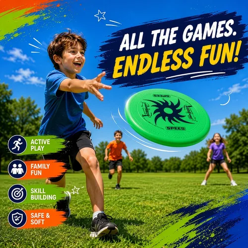 Vista 5 de Juego combinado deportivo 8 en 1 – Los mejores juegos familiares al aire libre para patio trasero con fútbol de espuma, discos voladores, anillos