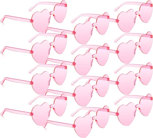 Vista 71 de Lentes de sol con forma de corazón, 2 pares de lentes de sol en forma de corazón, gafas de sol rave para mujeres, regalos de fiesta