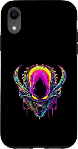 Vista 24 de iPhone 16 Retro Funny streetwear Synthwave 80s 90s spacezilla alien Case