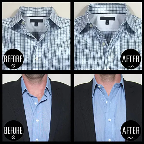 Vista 4 de Million Dollar Collar Permanece de solapa original se mantiene cosido en la camisa de vestir Blanco