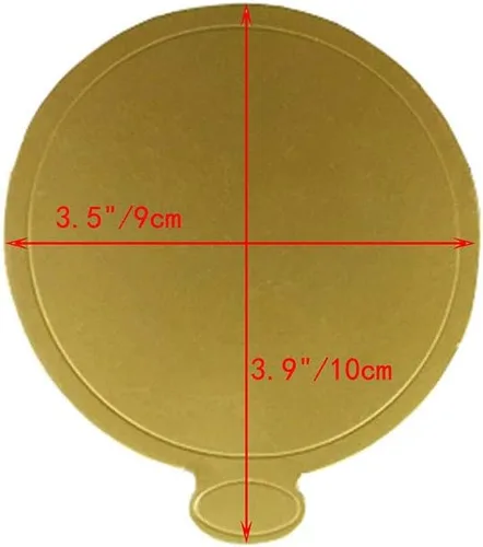 Vista 4 de Paquete de 100 mini tablas de base de pastel, juego de cartón redondo y cuadrado para pastel de mousse dorado, ideal para bufé de postres, bodas