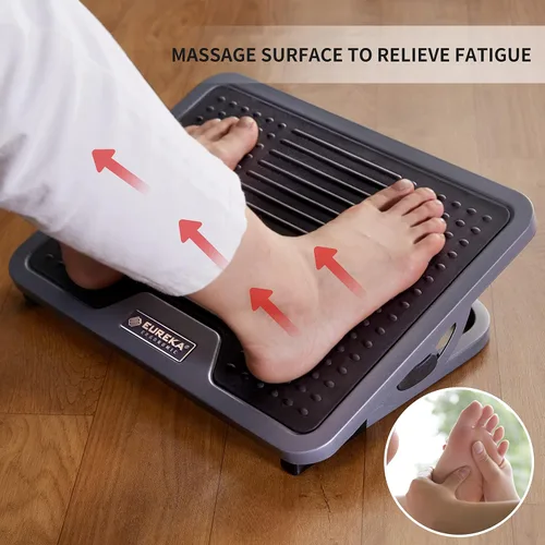 Vista 4 de EUREKA ERGONOMIC Reposapiés ajustable con inclinación, reposapiés para debajo del escritorio en el trabajo con superficie de masaje, reposapiés