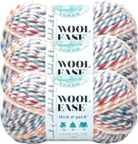 Vista 17 de Lion Brand Yarn - Ovillo de lana Wool-Ease Thick & Quick color fuerza aérea Super Bulky Wool Acrylic Blend Fiber for Soft Hats, Sweaters, Chunky