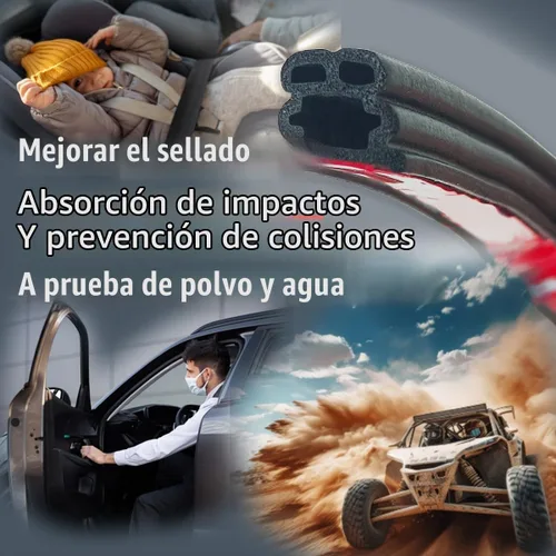 Vista 3 de Tira de sellado para puerta de coche, 8 metros de goma de doble capa autoadhesiva para clima pelar automotriz para ventanas, capó, baúl, accesorios