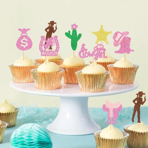 Vista 4 de Ercadio Paquete de 32 adornos para cupcakes Derby Cowboy Cowboy Cowgirl Cupcake Picks Ecuestre Derby Carreras de Caballos Cupcake Toppers Derby Tema