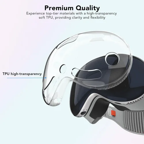 Vista 3 de GOSETH Funda protectora de TPU compatible con Apple Vision Pro para auriculares Vision Pro VR 2024, accesorios (transparente)
