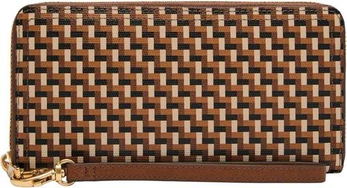 Vista 19 de Fossil Logan RFID - Cartera de piel con cierre de cremallera para mujer con correa de muñeca Negro