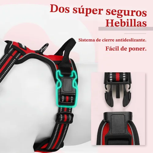 Vista 3 de Arnés para perro, arnés para mascotas sin tirones con 2 clips para correa, chaleco acolchado suave ajustable para perro, chaleco Oxford reflectante