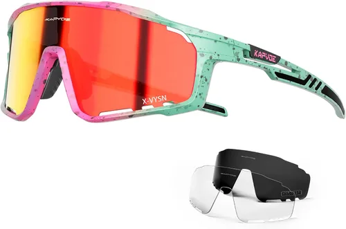 Vista 7 de KAPVOE 3 Lens Cycling Sunglasses Men Women K76