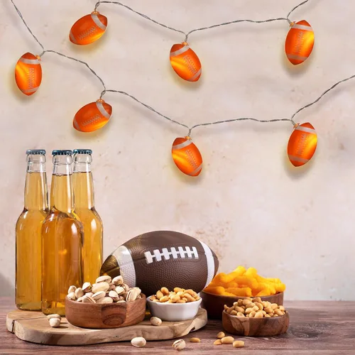 Vista 5 de VIHOSE Guirnalda de luces decorativas de fútbol de 9.84 pies, 20 luces LED, decoración de fútbol para habitación, alimentada con pilas, iluminación