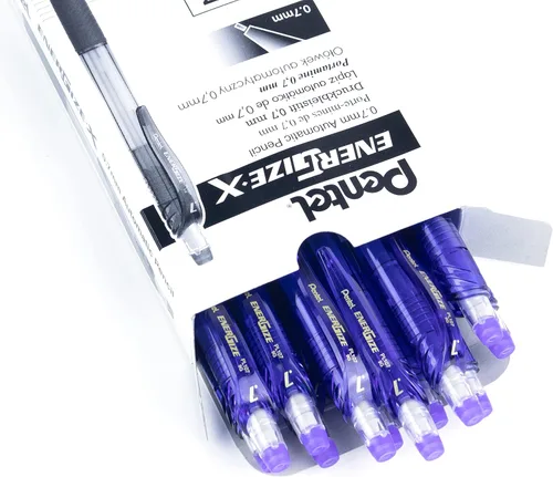 Vista 3 de Pentel EnerGize-x - Portaminas (0.028 in), cuerpo violeta, caja de 12 (PL107V)