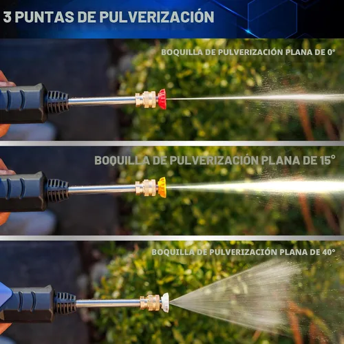Vista 4 de Ontel Turbo Jet HydroX5 Pro Lavadora a presión inalámbrica portátil (batería de 21 V 3000 mAh), boquilla 6 en 1, fuente de agua doble, manguera