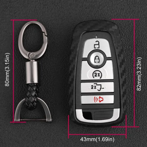 Vista 5 de DHESPT Para Ford F150 carcasa de llave de coche de fibra de carbono para llavero de coche compatible con Ford Escape F-150 Fusion Ecosport Edge