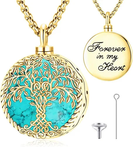 Vista 20 de Eusense Tree of Life for Ashes Urn Necklace Cremation Jewelry Oro
