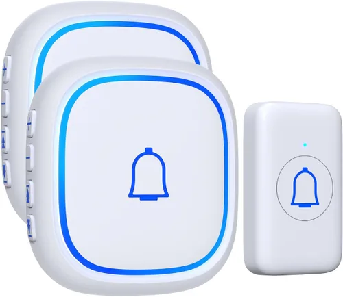 Vista 9 de Kits de timbre inalámbrico con 2 receptores IP66, impermeable, 1000 pies, para profesores de aula, con 66 tonos de llamada, 7 niveles de volumen