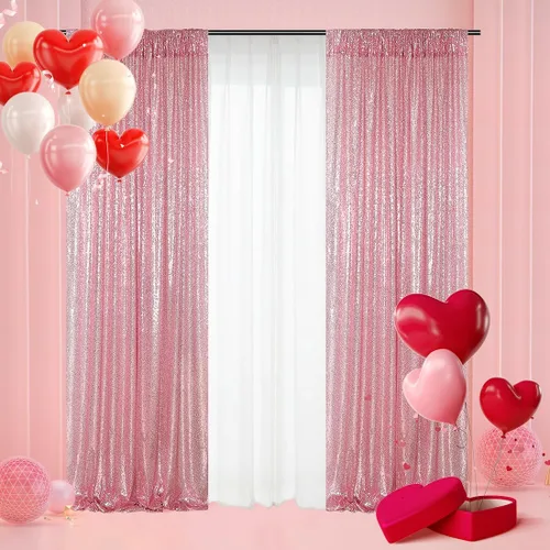 Vista 47 de Poise3EHome - Cortinas de lentejuelas con purpurina champagne, 2 piezas de 2 x 8 pies, paneles de purpurina para fiesta de Halloween, fiesta