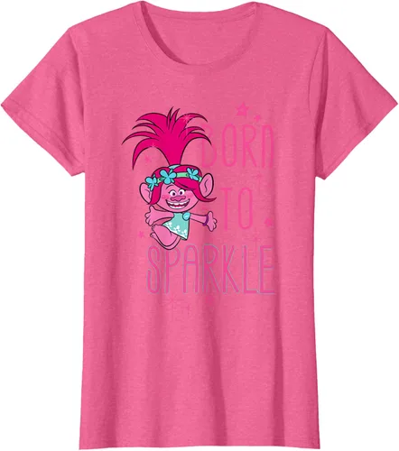 Vista 67 de DreamWorks Trolls Camiseta Born to Sparkle Negro