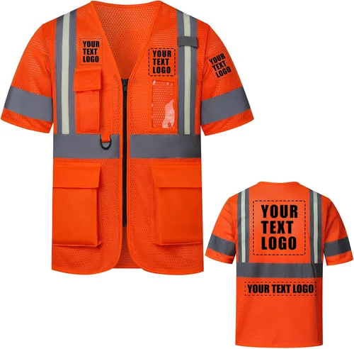 Vista 21 de A-SAFETY Chaleco de Seguridad Reflejante de Alta Visibilidad con Logo Personalizado (XS-8XL)