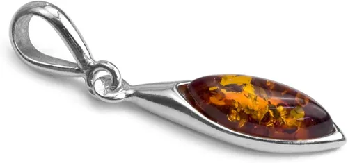 Vista 3 de Plata de ley Ámbar Marquise Forma Colgante Cadena 18inches