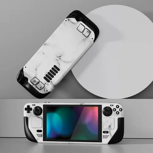 Vista 4 de PlayVital Juego Completo de Calcomanía Protectora para Steam Deck LCD, Pegatinas Personalizadas Cubierta de Vinilo para Steam Deck OLED - Mármol