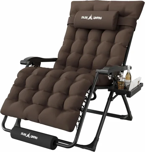 Vista 25 de Silla de gravedad cero de gran tamaño, plegable, reclinable, acolchada Rojo Extragrande