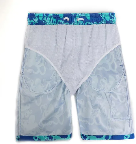 Vista 6 de Yuzhih Pantalones de playa para hombre, con gráficos irregulares, pantalones cortos ajustados con cintura elástica, pantalones cortos atléticos