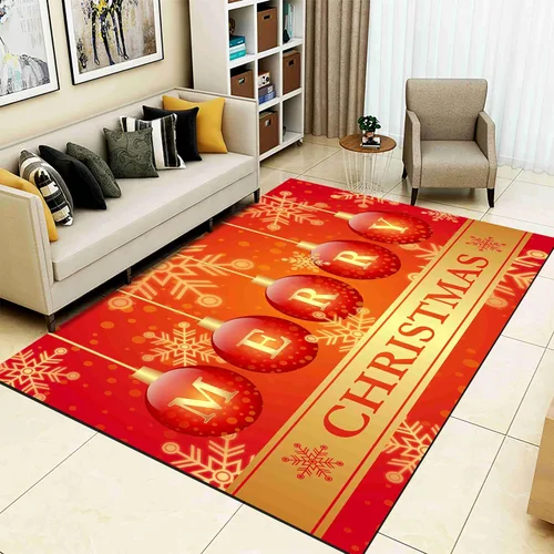 Vista 14 de Alfombra de área de decoración de habitación de Feliz Navidad, 2 x 3 pies, alfombra de árbol de Navidad con copos de nieve para dormitorio, alfombra