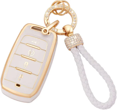 Vista 50 de EKALA Funda para llavero Volkswagen con llavero de cuero, 4 botones de TPU suave, compatible con Volkswagen Tiguan Atlas Passat Jetta Golf Alltrack