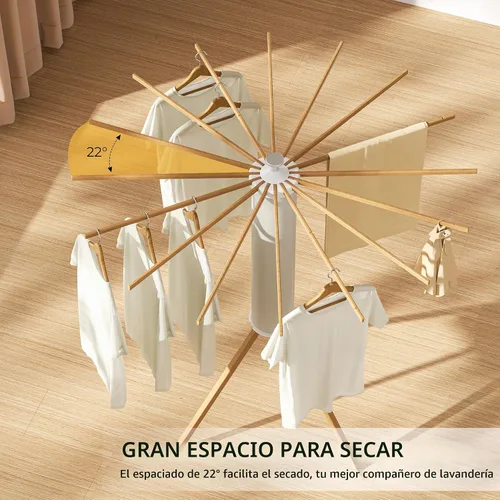 Vista 6 de SUNOUTLY Estante de Secado de Ropa con Trípode, Estante para Ropa Portátil y Plegable que Ahorra Espacio para Secar Ropa - Estante Secador de Ropa