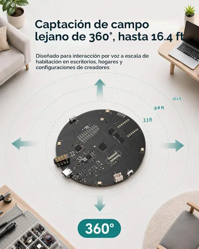 Vista 4 de seeed studio ReSpeaker XVF3800 - Conjunto de micrófonos USB con estuche