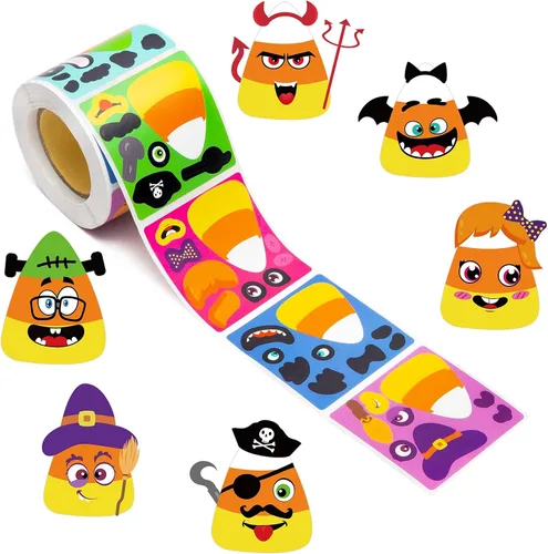 Vista 23 de Haooryx Fall Pumpkin Stickers Roll, 300 Pcs Make Your Own Halloween Pumpkin