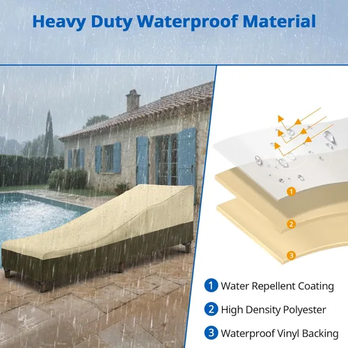 Vista 5 de SunPatio Funda para tumbona impermeable al aire libre, 80 pulgadas de largo Beige y Oliva