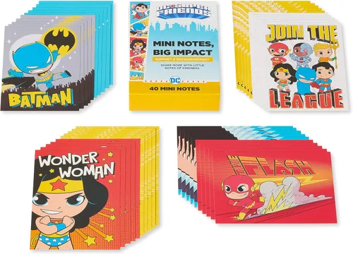 Vista 3 de American Greetings Notas de mini lonchera, DC Super Friends (40 unidades)