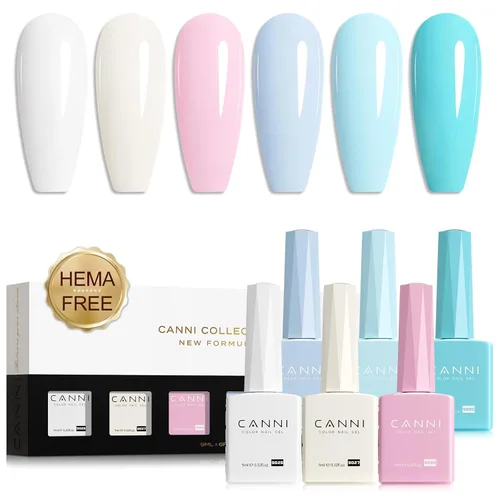 Vista 20 de CANNI - Juego de esmalte de uñas en gel azul de 6 colores 9ML Baby Royal Light Blue – Esmalte de uñas en gel inspirado en el océano Acuario
