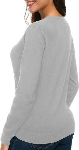 Vista 7 de Urban CoCo Suéter de punto de manga larga con cuello redondo y botones para mujer