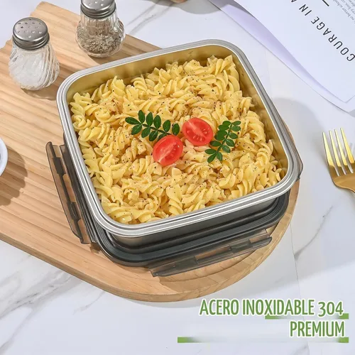 Vista 7 de Paquete de 2 recipientes para sándwich, caja de sándwich de acero inoxidable de 40 onzas con tapas herméticas, cajas de almuerzo reutilizables